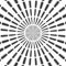 Regular black and white radial rays pattern made seamless