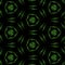 regular hexagonal repeating tessellation pattern in neon green and purple on black background