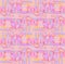 Regular intricate ornamental pattern pink violet orange yellow light blue horizontally