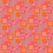 Regular intricate squares pattern with wavy lines pink orange violet overlaying