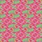 Regular seamless intricate pattern pink red violet and light green