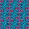 Regular seamless intricate pattern turquoise purple violet and blue
