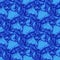 Regular seamless intricate wavy lines pattern blue shades