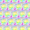 Regular wavy lines with circles pattern yellow pink violet blue diagonally