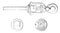 Regulator Grignon, horizontal section; At end view of the age head; cross section of the box, vintage engraving