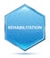 Rehabilitation crystal blue hexagon button