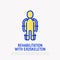 Rehabilitation with exoskeleton thin line icon. Modern vector illustration