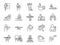 Rehabilitation line icon set. Included icons as recovery, Physical therapy, Nursing Home, therapist, hospital, physiology and more