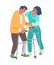 Rehabilitation, physiotherapy treatment of people with injury, disability, flat vector illustration.