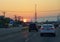 Rehoboth Beach, Delaware, U.S - July 20, 2020 - The view of the traffic on Route 1 overlooking beautiful sunset