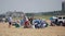 Rehoboth Beach, Delaware, U.S.A - June 18, 2023 - A group of family hanging out on the sand near North Shores