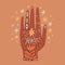 Reiki hand healing energy magical vector illustration
