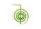 Reiki symbol infographic watercolor icon, a sacred sign. Spiritual energy. Alternative medicine. Esoteric mystical spiral, green