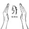 Reiki symbol. A sacred sign SEI HE KI. A hand holds Reiki SEI HE KI sign on white background. Alternative medicine.