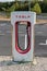 Reims, France - August 27, 2018: Tesla Super Charging station on highway rest stop