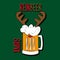 Reinbeer-funny christmas text and cute beer mug with reindeer antler.