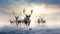 Reindeer against the backdrop of a tundra landscape. AI generated