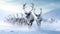 Reindeer against the backdrop of a tundra landscape. AI generated