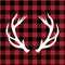 Reindeer antlers - on Red and black tartan plaid