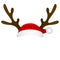 Reindeer antlers and santa claus cap mask template on white background. Vector illustration for design