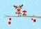 Reindeer On Branch With Sleigh Rain Blue