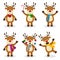 Reindeer Cartoon Christmas Set