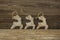 Reindeer decorations against wooden plank