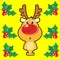 Reindeer design made with colorfull colors . This design is realized on a yellow background and it has six garlands