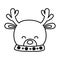 Reindeer head horns decoration merry christmas line style