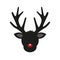 Reindeer head silhouette with red nose for christmas