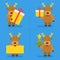 Reindeer holding gifts blank sign and christmas tree. Exclusive Characters Pack