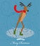 Reindeer ice skating card