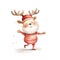 Reindeer on isolated Background - Minimalist Watercolor Illustration