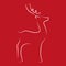 Reindeer line drawing on red background