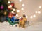 Reindeer lug green sleigh carry gift box