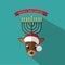 Reindeer with Menorah antlers flat design