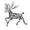 Reindeer ornament. Silhouette. Black outline. Christmas. New Year. North. Winter. Tattoo. Picture. Stylized deer. Animals