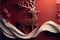 Reindeer papercut Christmas background with a ribbon. Generative AI