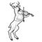 Reindeer Playing Violin. Engraving vector illustration. Sketch scratch
