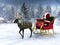 Reindeer pulling a sleigh with Santa Claus.