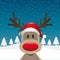 Reindeer red nose santa claus hat