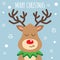 Reindeer red nosed cute smile cartoon. Christmas card