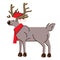 Reindeer. Reindeer Christmas vector illustration. Stand deer with red nose. Cartoon reindeer Xmas holiday icons