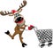 Reindeer Running Pushing Empty Cart Isolated