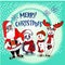 Reindeer, Santa, Snowman and Panda on holiday card Background