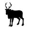 Reindeer silhouette. Black white icon. Christmas logo design. Vector illustration.