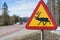 Reindeer warning sign Sweden