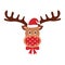 Reindeer wearing red medical face mask and Santa hat in flat design. Merry Christmas festival celebration in Covid-19 Coronavirus