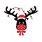 Reindeer wearing red medical face mask and Santa hat in flat design. Merry Christmas festival celebration in Covid-19 Coronavirus