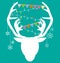 Reindeer white hang christmas accessories on green background